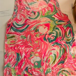 Lily Pulitzer Bright Swirl Print Tank Top in Pink & Green